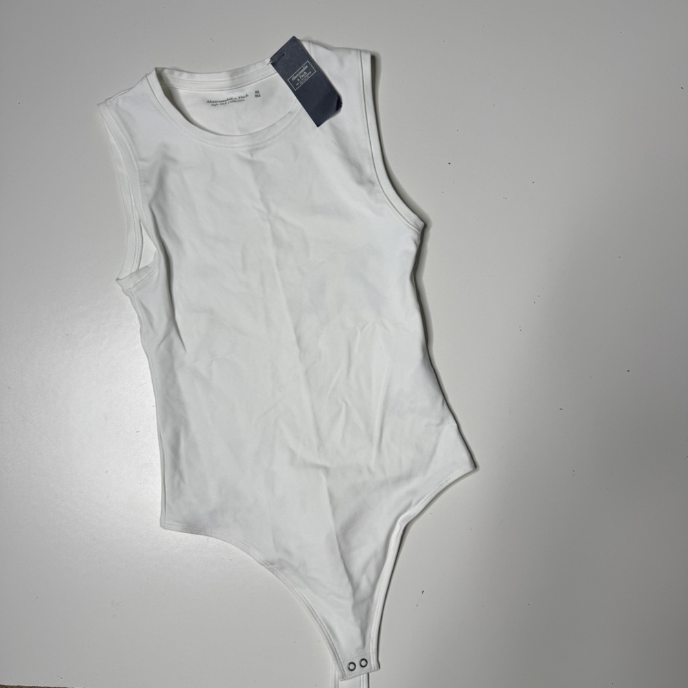 abercrombie & fitch white muscle tank bodysuit soft collection high neck XS